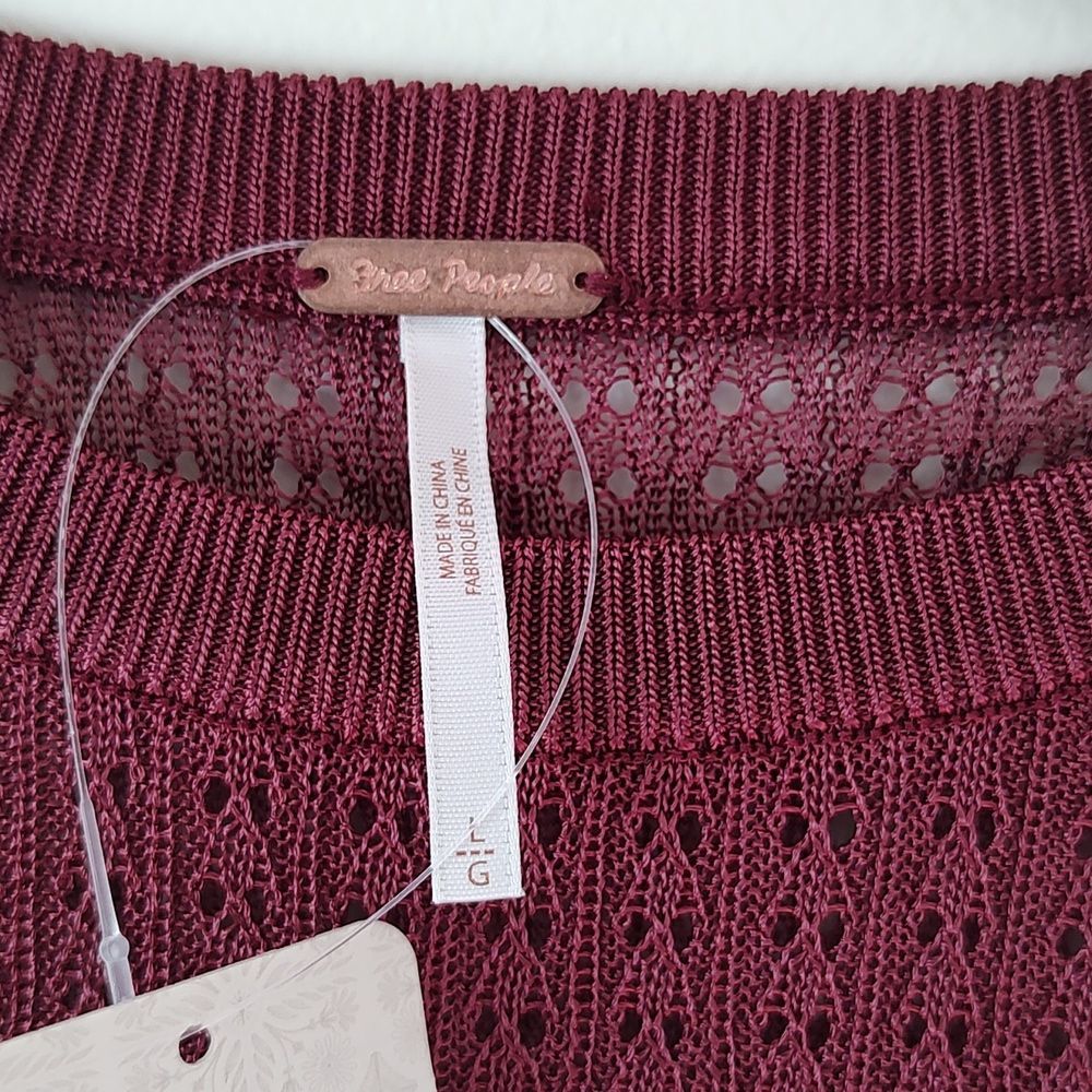 NWT! Free People H20 Crew Pullover Garnet Stretch Size Large - Picture 5 of 6